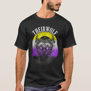 Nonbinary Flag Theirwolf Nonbinary Pride LGBTQ Gen T-Shirt