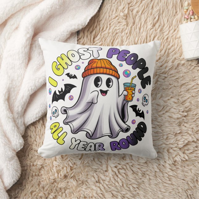 Nonbinary Funny Halloween – I Ghost People Cushion (Blanket)