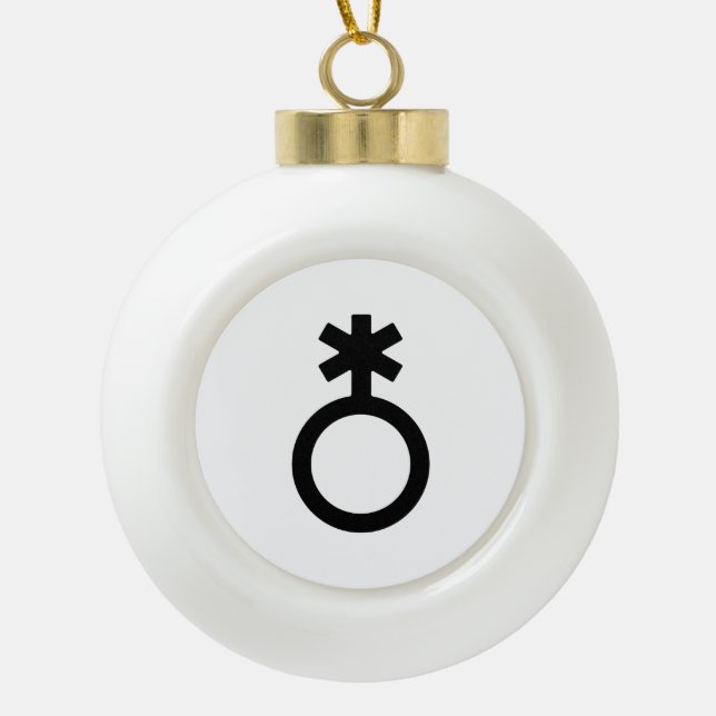 Nonbinary Gender Symbol Ceramic Ball Christmas Ornament (Front)