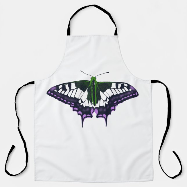 Nonbinary Genderqueer Pride Swallowtail Butterfly Apron (Front)