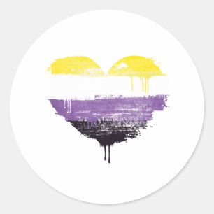 NONBINARY HEART CLASSIC ROUND STICKER