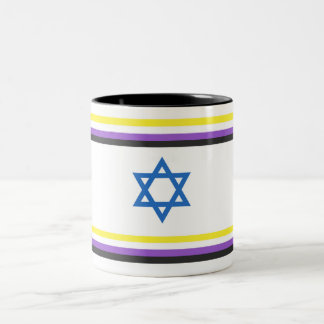 Nonbinary Israel Pride Flag Two-Tone Coffee Mug
