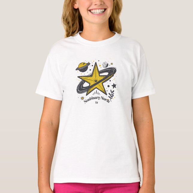 Nonbinary North Star Shirt – LGBTQ Camping Pride (Front)