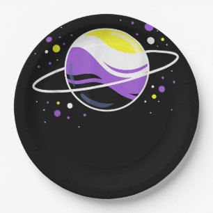 Nonbinary Outer Space Planet Nonbinary Pride Paper Plate