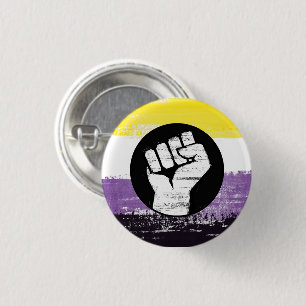 Nonbinary Painted Protest Flag 3 Cm Round Badge