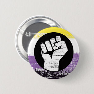 Nonbinary Painted Protest Flag 6 Cm Round Badge