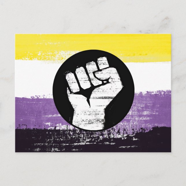 Nonbinary Painted Protest Flag Postcard (Front)