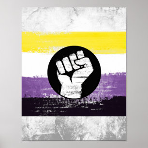 Nonbinary Painted Protest Flag Poster