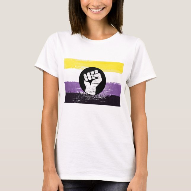 Nonbinary Painted Protest Flag T-Shirt (Front)