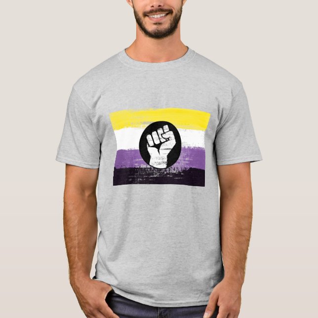 Nonbinary Painted Protest Flag T-Shirt (Front)