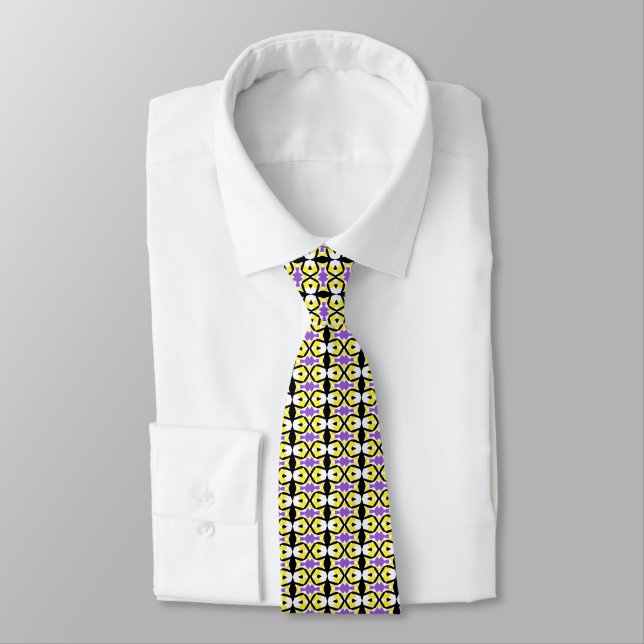 nonbinary pattern white basic B  Tie (Tied)