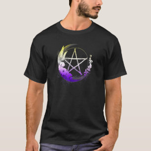 Nonbinary Pentagram Wiccan Pagan Enby Pride Boho P T-Shirt