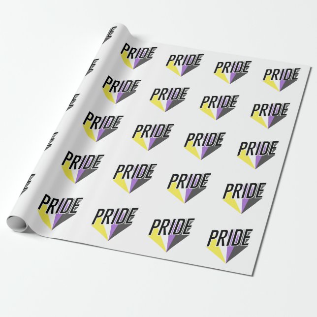 Nonbinary Pride Burst Wrapping Paper (Unrolled)