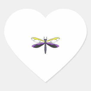 Nonbinary Pride Dragonfly Heart Sticker