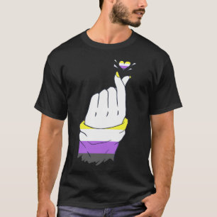 Nonbinary Pride Finger Love Heart Genderfluid Non T-Shirt