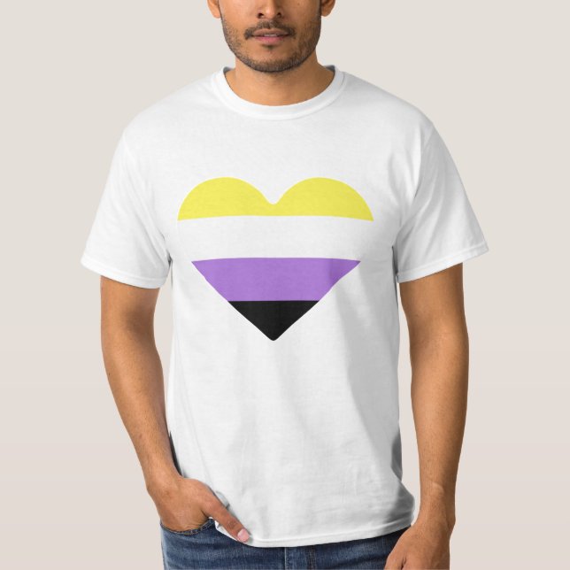 Nonbinary Pride Flag Heart T-Shirt (Front)