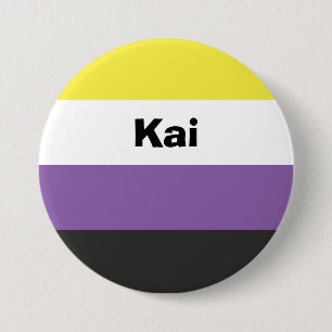 Nonbinary Pride Flag Name or Monogram 7.5 Cm Round Badge