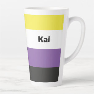 Nonbinary Pride Flag Name or Monogram Latte Mug