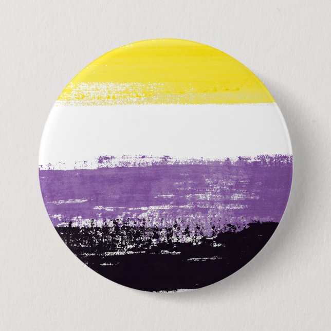 Nonbinary Pride Flag Painted 7.5 Cm Round Badge (Front)