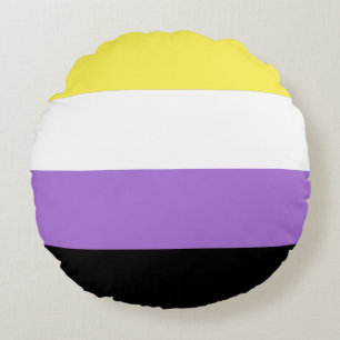 Nonbinary Pride Flag Round Cushion
