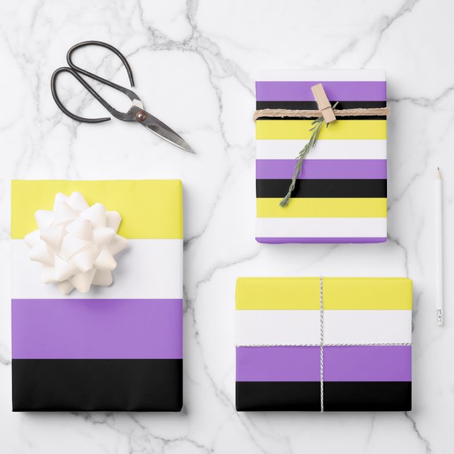 Nonbinary Pride Flag Wrapping Paper Sheet (Front)