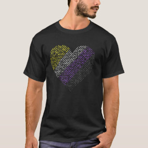 Nonbinary Pride Heart LGBTQ Colours T-Shirt