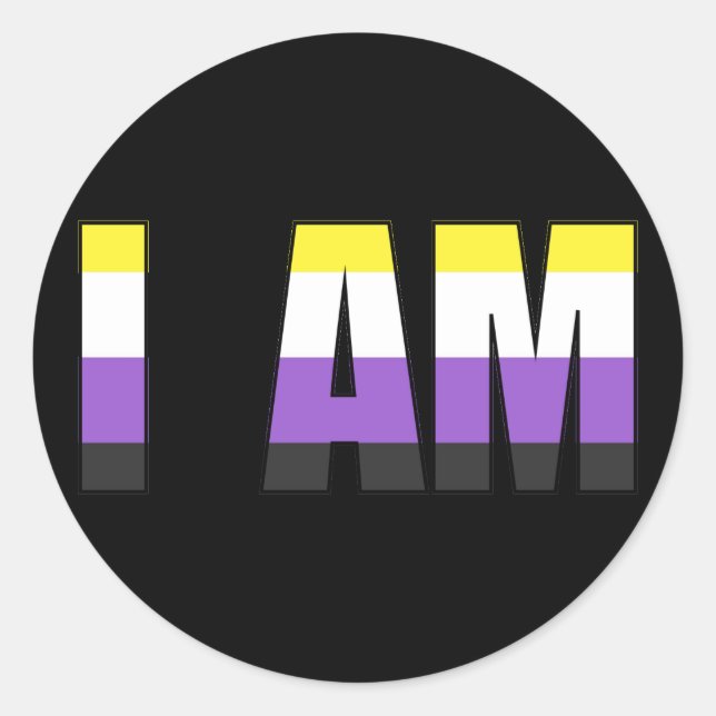 NonBinary Pride I AM Classic Round Sticker (Front)