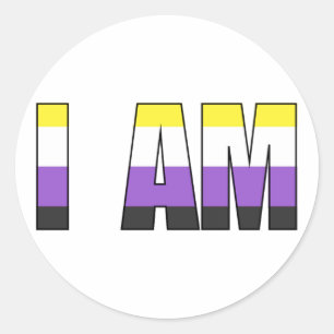 NonBinary  Pride I AM White Background Classic Round Sticker