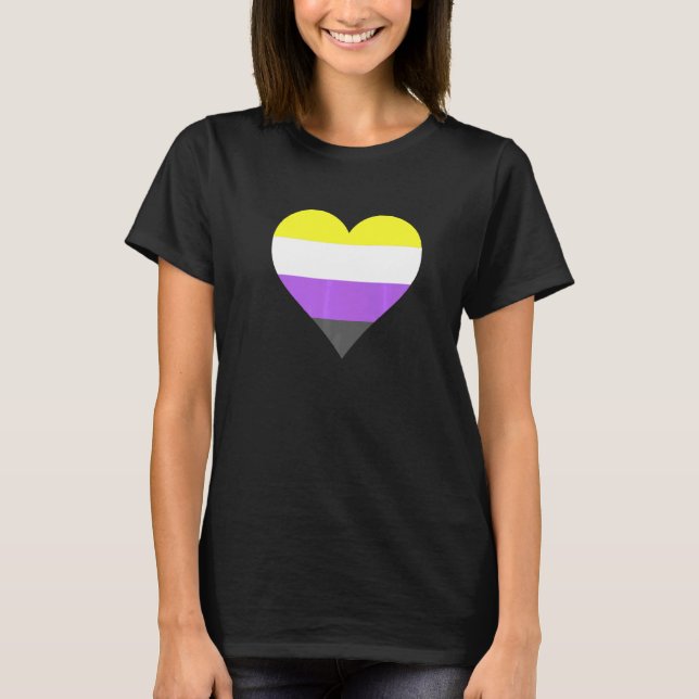 Nonbinary Pride LGBT Nonbinary Heart Nonbinary Fla T-Shirt (Front)