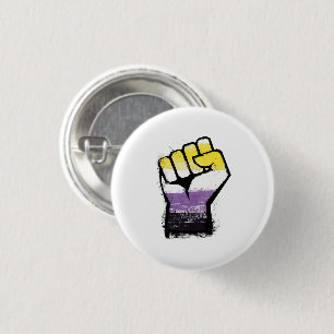 Nonbinary Pride Protest Fist 3 Cm Round Badge