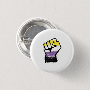 Nonbinary Pride Protest Fist 3 Cm Round Badge