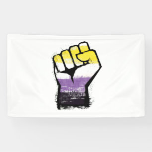 Nonbinary Pride Protest Fist Banner