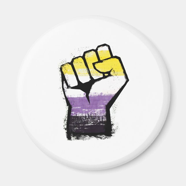 Nonbinary Pride Protest Fist Magnet (Front)