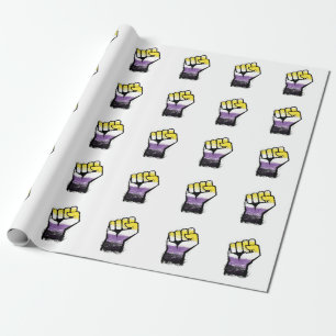 Nonbinary Pride Protest Fist Wrapping Paper