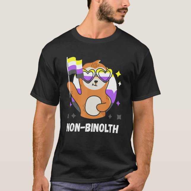 Nonbinary Pride Sloth Moon Nonbinary Flag Genderfl T-Shirt (Front)