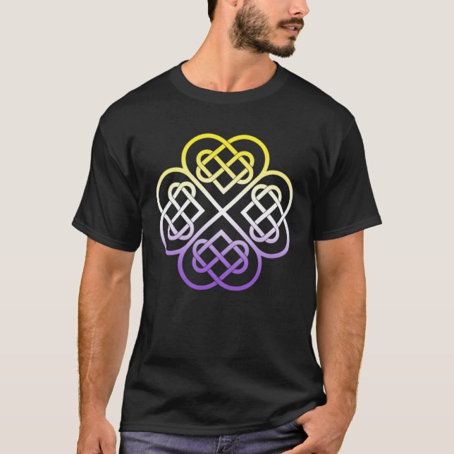 Nonbinary Pride Subtle LGBTQ St Patrick s Day Enby T-Shirt (Front)