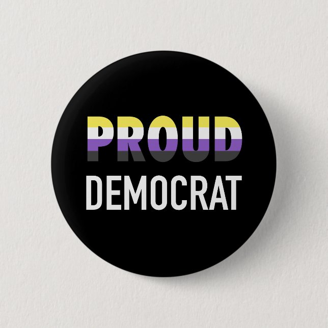 NonBinary Proud Democrat 6 Cm Round Badge (Front)