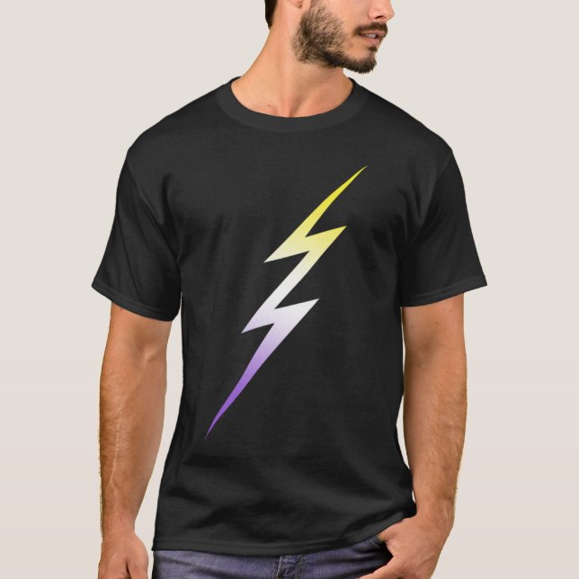 Nonbinary Subtle LGBTQ LGBT Lightning Bolt Enby NB T-Shirt (Front)