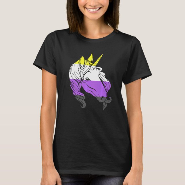 Nonbinary Unicorn Nonbinary Flag LGBTQ Nonbinary P T-Shirt (Front)