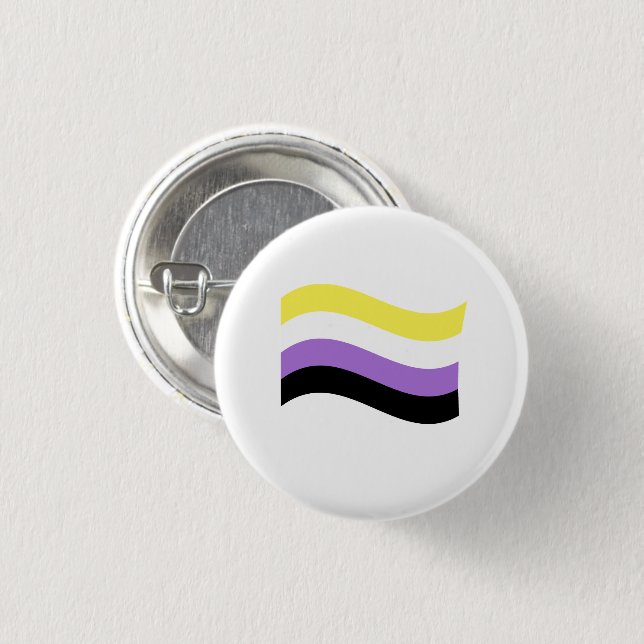 NonBinary Waving Flag 3 Cm Round Badge (Front & Back)