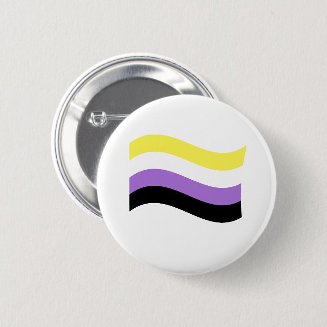 NonBinary Waving Flag 6 Cm Round Badge (Front & Back)