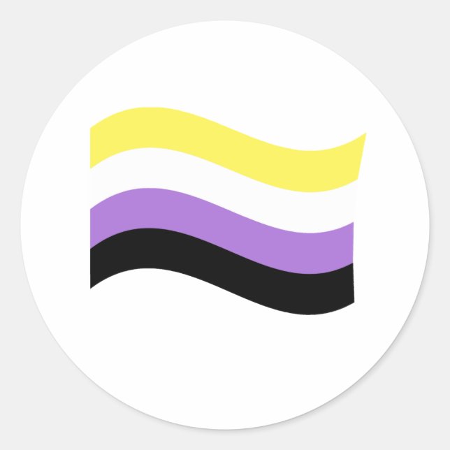 NonBinary Waving Flag Classic Round Sticker (Front)