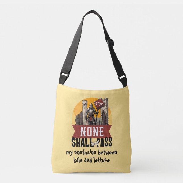 None Shall Pass Kale Lettuce Confusion Funny Crossbody Bag (Front)