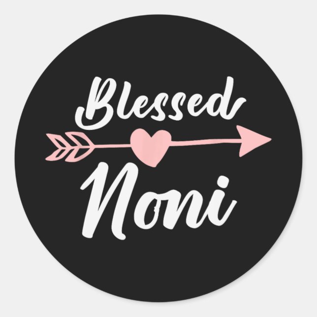 Noni Arrow Heart Love Cute Fun  Classic Round Sticker (Front)