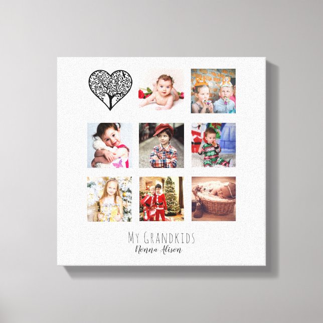 NONNA 8 x Photo Collage Grandchildren Family Tree Canvas Print (Front)