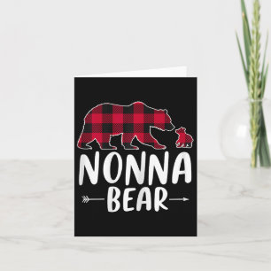 Nonna Bear Christmas Pajama Red Buffalo Plaid Card