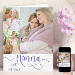 Nonna Calligraphy 3 Photo Happy Birthday Card<br><div class="desc">A frameworthy photo birthday card for your nonna - or you can edit the occasion if you wish. "nonna" is lettered in swirly calligraphy and you can personalise with your message inside. The photo template is set up for you to add 3 of your favourite photos which are displayed in...</div>