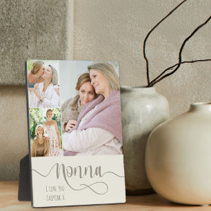 Nonna Calligraphy I Love You 3 Photo Cream Brown Plaque