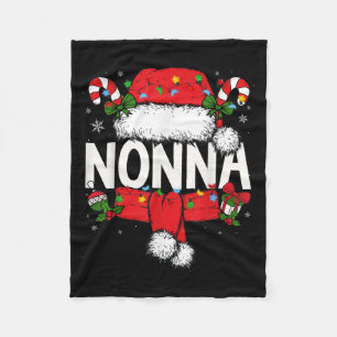 Nonna Christmas Pajama Santa Claus Family Matching Fleece Blanket