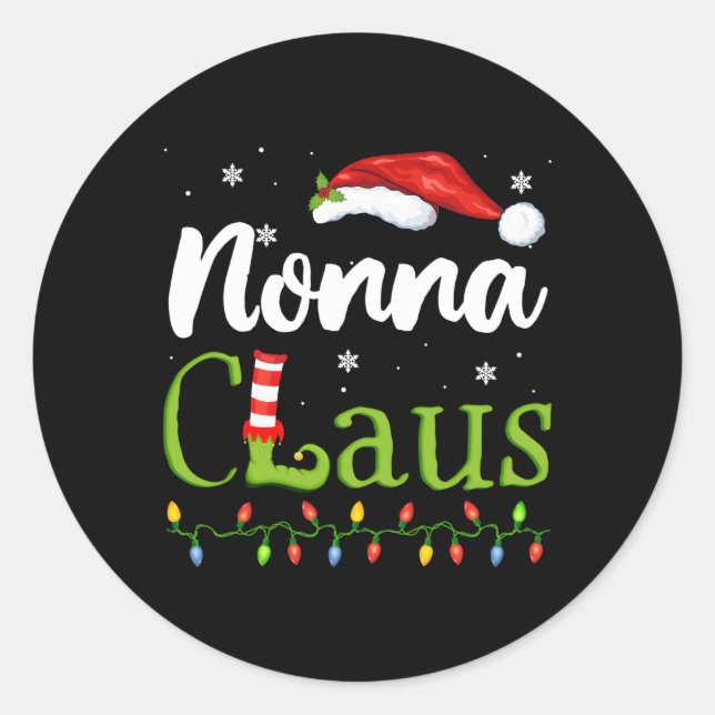 Nonna Claus Santa Grandma Pyjamas Classic Round Sticker (Front)